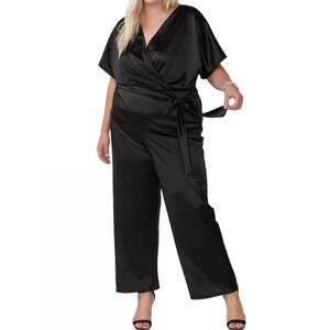 NEW STORYTELLER plus size v neck wide fit jumpsuit in black